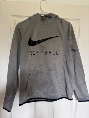 Nike Gray Crewneck Softball Pullover Hoodie
